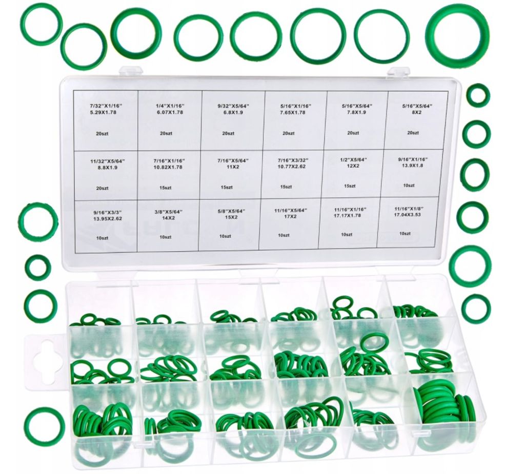Dichtringe Gummi O-Ringe 270-tlg Set Dichtungen für Klimaanlage Oringe grün 