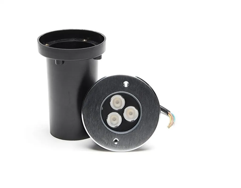Spot de sol robuste en aluminium argenté avec LED blanc chaud WW - 2