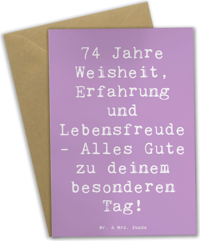 Mr. & Mrs. Panda Beileidskarte Spruch 74. Geburtstag - Lavendeltraum - Geschenk, glückwunschkarten, Grußkarten, einladungskarten, Alles gut zum, ...