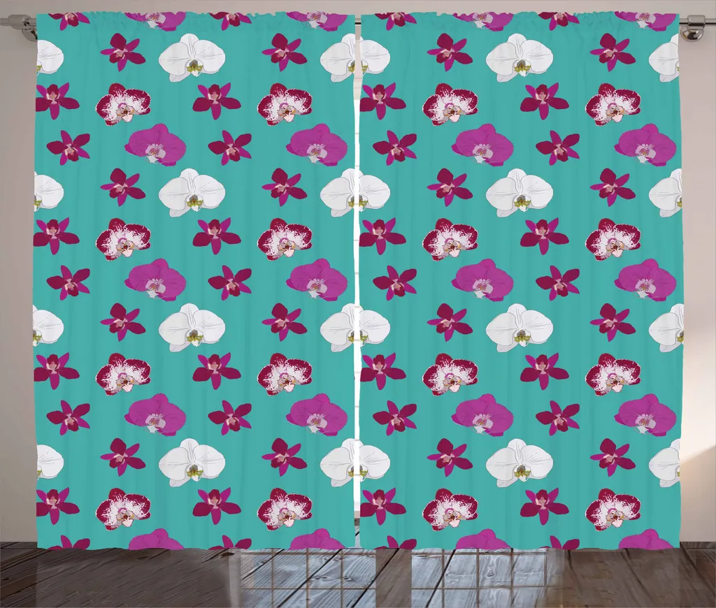 Tenda Soggiorno Orchidee Tropicali ABAKUHAUS 280x245 cm Magenta