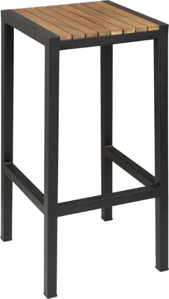 Tabouret de bar Bolero assise bois d'acacia et acier anti-rayure sol