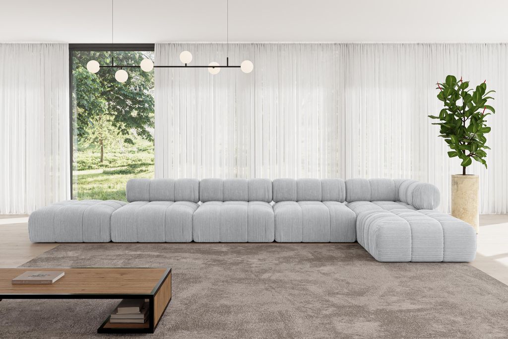 ALTDECOR Modulares Sofa Ecksofa in L-Form - Kerru-L3 - 475x190x70 cm Grau universal, links/rechts Corner modular Sofa Eckcouch Couch Wohnlandschaft...