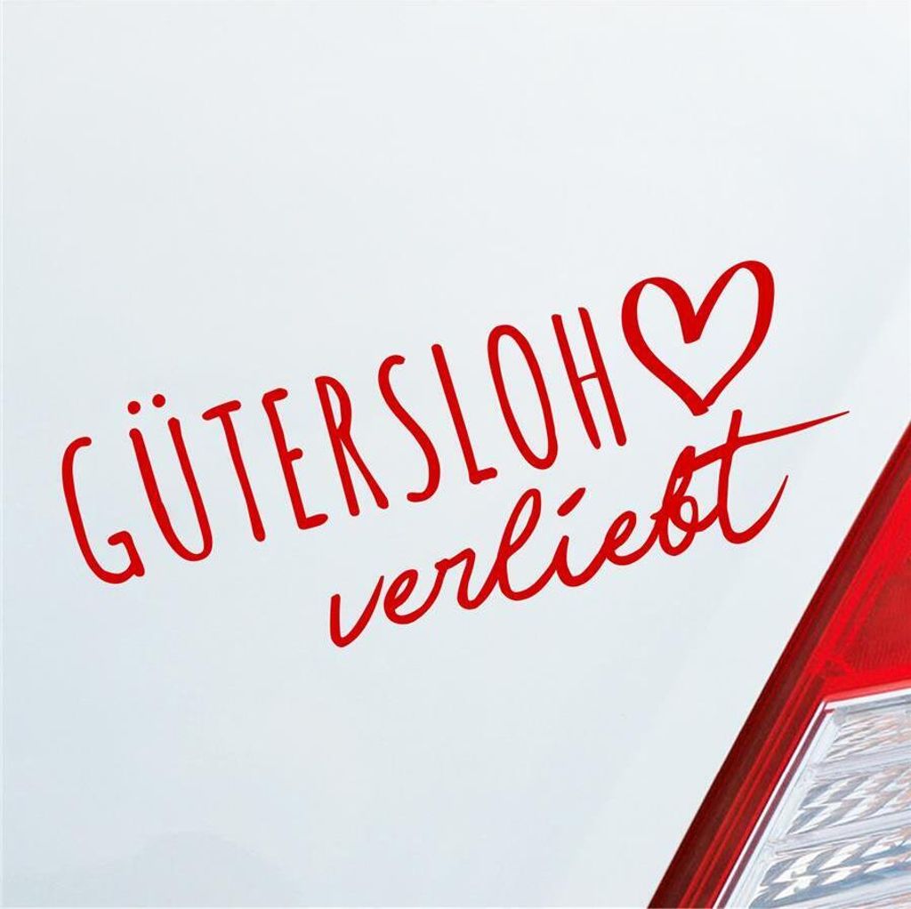 Auto Aufkleber Gütersloh verliebt Herz Stadt Heimat Liebe Car 19x7 cm Rot Sticker Heckscheibenaufkleber