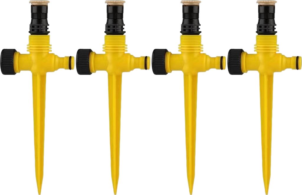 4pcs Gartensprinkler Vielseitiger Rasen Sprinkler Gartenwässerungssystem zum Bewässern von Graspflanzen Blumen Gemüse-Gelb