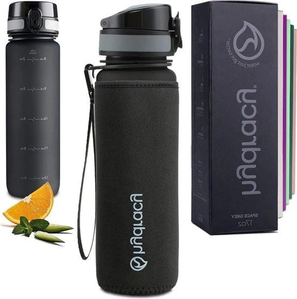 Gourde de sport 500 ml pour fitness et bureau grise avec filtre fruits