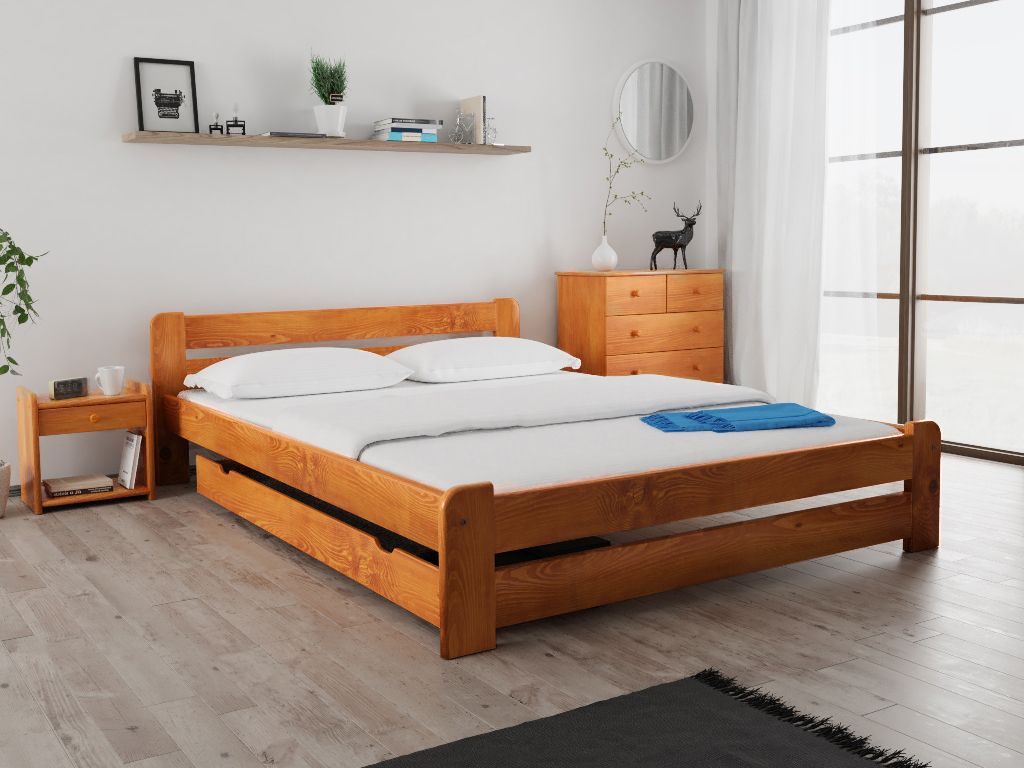 Bett Laura 140 x 200 cm, Erle Matratze: Ohne Matratze, Lattenrost: Mit Lamellenrost