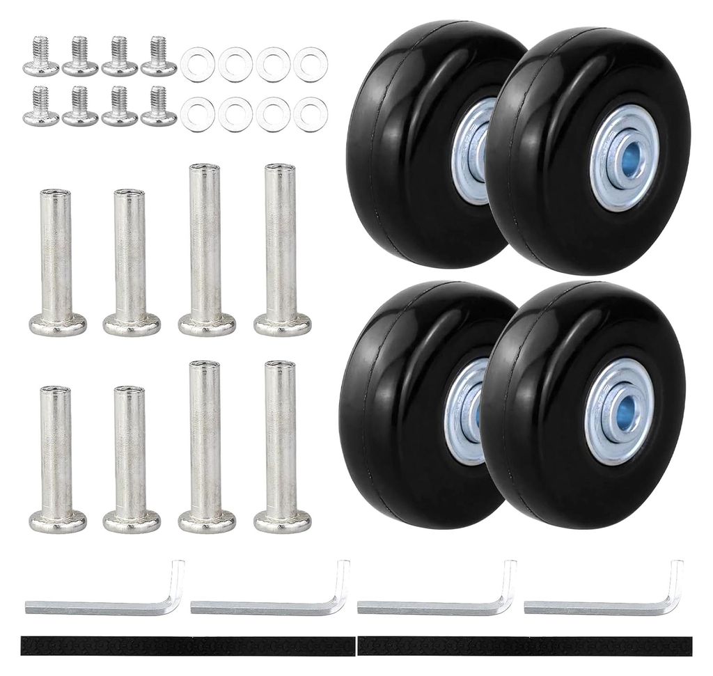 4 Stück Kofferrollen Ersatzrollen, 50mm x 18mm Gummi Mute Gepäck Koffer Ersatz Wheels Rollen Räder Ersatz Wheels Rad für Koffer Trolley Skate(m...