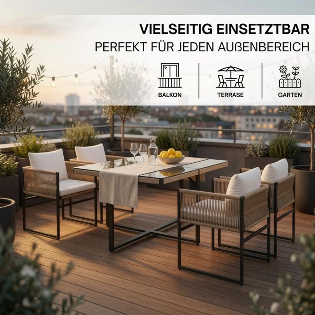 Gartenset Sitzgruppe Gartenmöbel Set Cube Essgruppe Rope