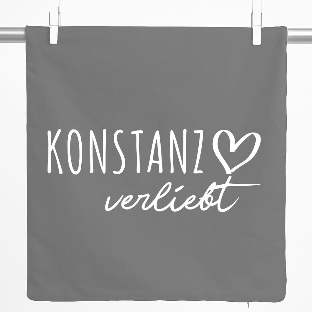 Huuraa Kissenbezug Konstanz verliebt 40x40cm Steel Grey Baumwolle Dekokissenbezug Geschenkidee