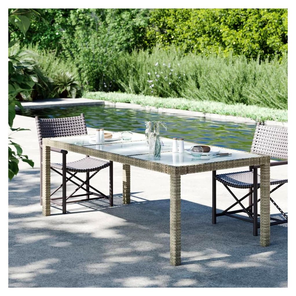 Gartentisch, Klapptisch Garten, Balkontisch, Garten Tisch, Balkonmöbel, Tisch Klappbar, Beige 190x90x75 cm Gehärtetes Glas und Poly Rattan