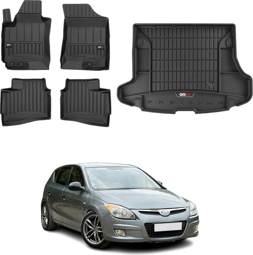 OMAC Fußmatten & Kofferraumwanne Set für Hyundai i30 Kombi 2007-2012 Gummi 5x