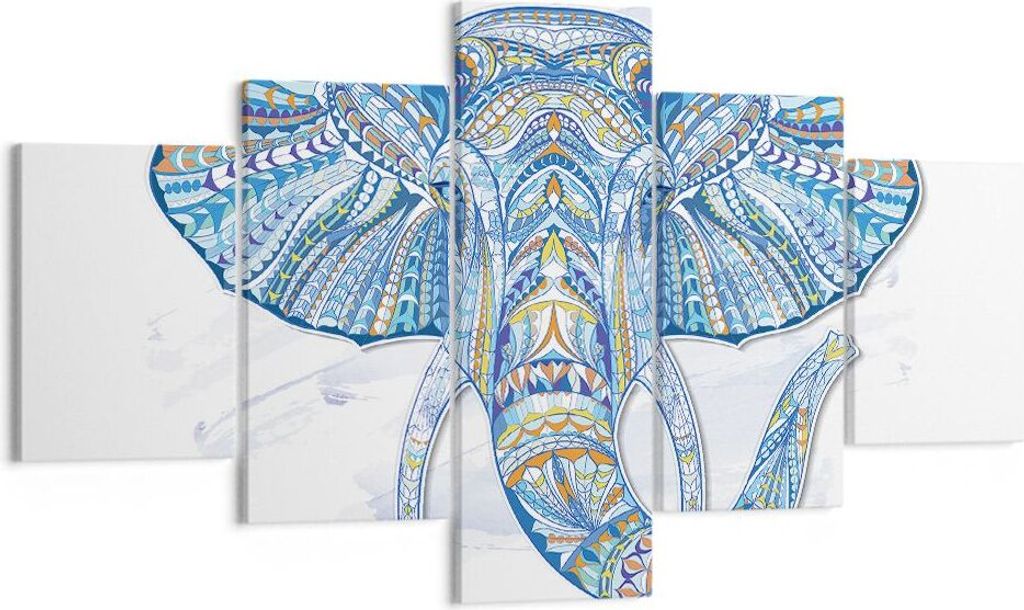 Bild auf Leinwand - Leinwandbild - Elefant Muster Tierwelt Afrika - 125x70cm - Wand Bild - Wanddeko - Leinwanddruck - Bilder - Kunstdruck - Wanddek...