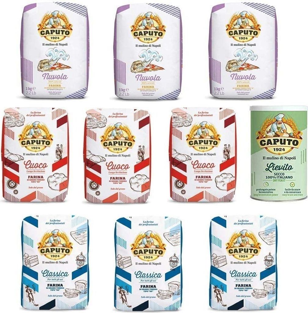Testpaket Farina Molino Caputo Nuvola Classica Cuoco Pizzamehl Mehl ( 9 x 1kg ) + 1 Caputo Lievito Hefe