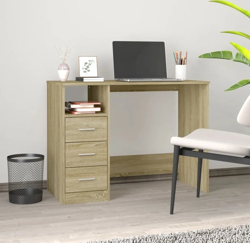 Scrivania Rovere Sonoma 102x50x76 cm con Cassetti | Arredo Ufficio