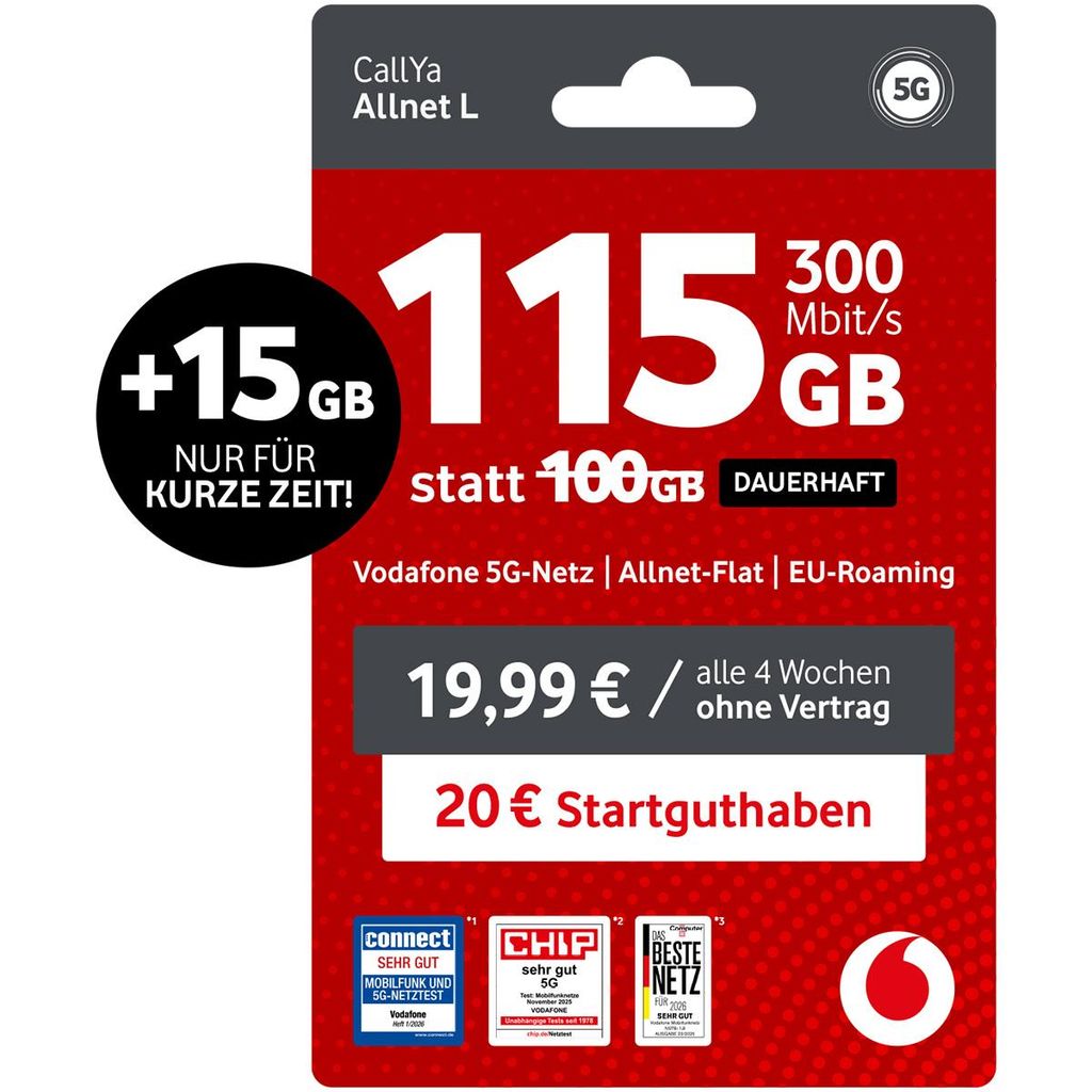Vodafone Prepaid CallYa Allnet L | 115 statt 100 GB | 20 Produktbild 