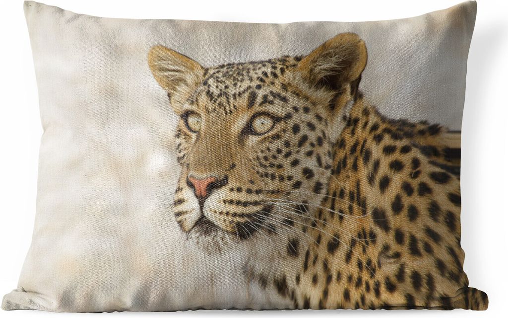MuchoWow Outdoor Kissen - Leopard - Makro - Braun - 60x40 cm - Wetterfest - Lounge Kissen - Zierkissen - Kissen für Innenräume