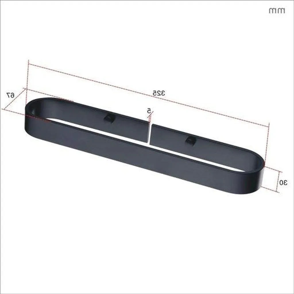 Anneau porte-serviettes autocollant en aluminium noir mat 20cm