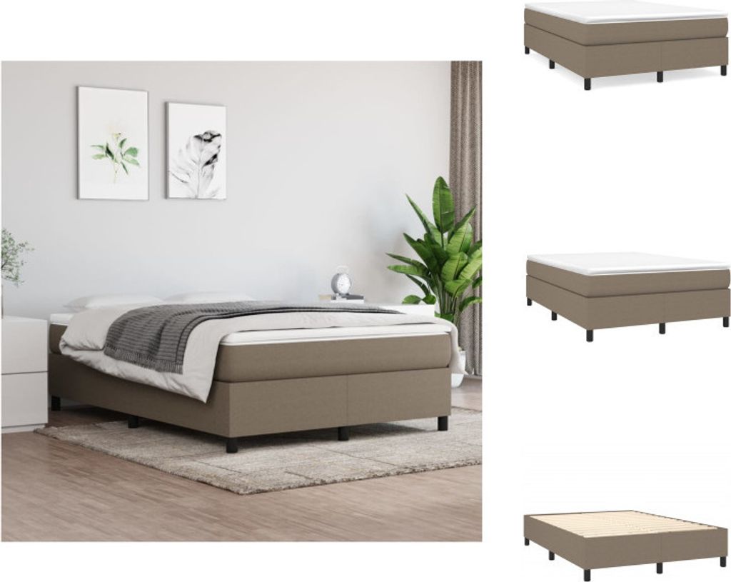 vidaXL Boxspringbett Taupe 140x190 cm Stoff - Betten & Bettgestelle