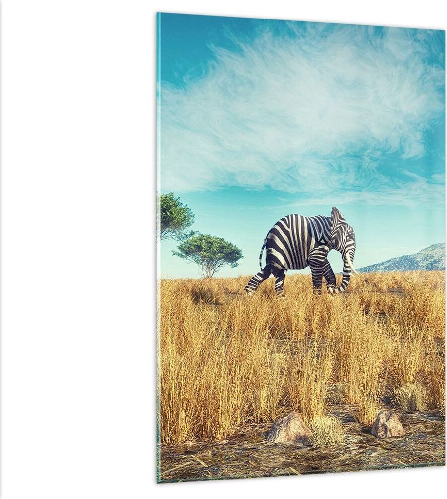 Bilder auf glas - Einteilig - Surreal Elefant Rippen - 80x120cm - Glasbilder - Wandbilder - Bilder - zum Aufhängen bereit - Wanddekoration aus Gla...