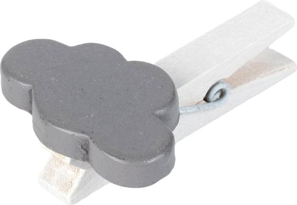 6 Deko Klammern Wolke Grau 4,5 cm - Einheitsgröße