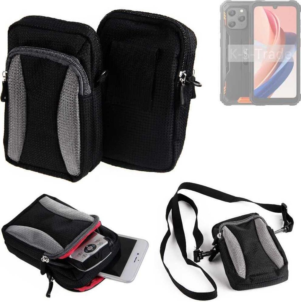K-S-Trade Holster Schutz Hülle kompatibel mit Blackview Oscal S70 Handy Hülle Gürteltasche Umhängetasche mit Zusatzfach schwarz