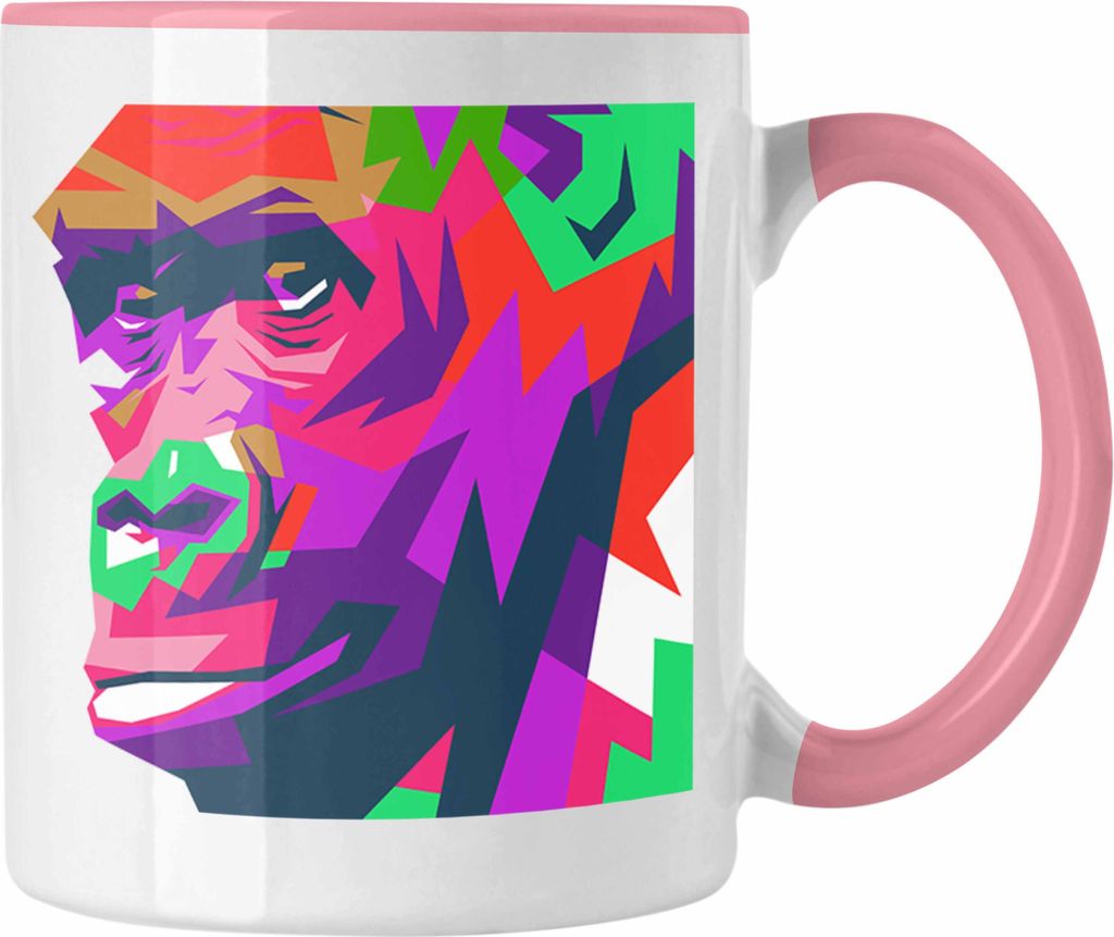 Trendation - Chimpanse Tasse Geschenk Polygon Grafik Lustig (Rosa)