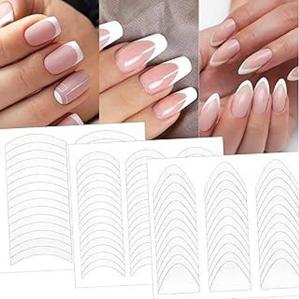 36 Blatt French Maniküre Aufkleber Weiß Halbmond Nails Schablone Nagelaufklebe Nagelsticker Selbstklebende French Nagel Stickers Deko Selbstklebe...