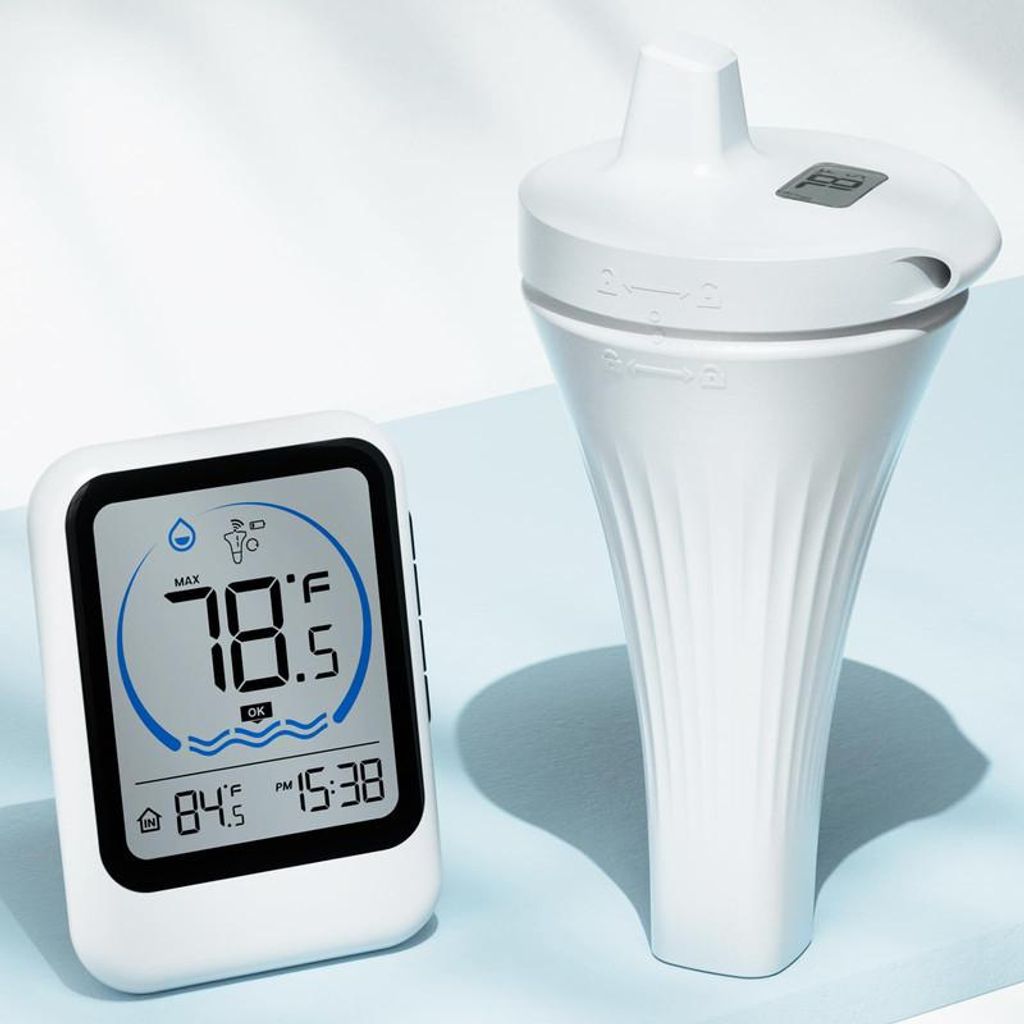Pool Thermometer digital kabellos IPX8 wasserdicht Außen Pool Temperaturmessung 300ft Reichweite LCD Display für Whirlpool Aquarium Teich
