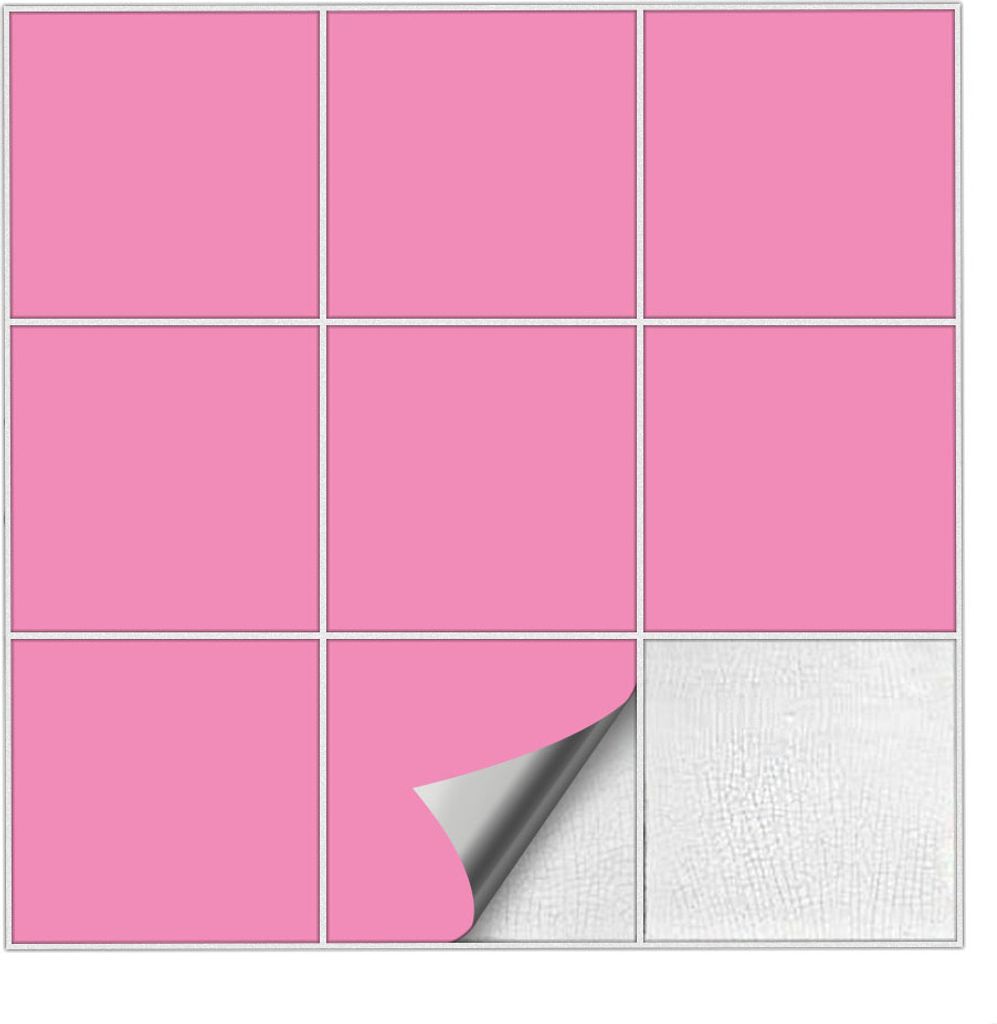 Fliesenaufkleber Für Bad, Küche etc Hellrosa 45 matt 9,5 x 9,5 cm 25 Stück