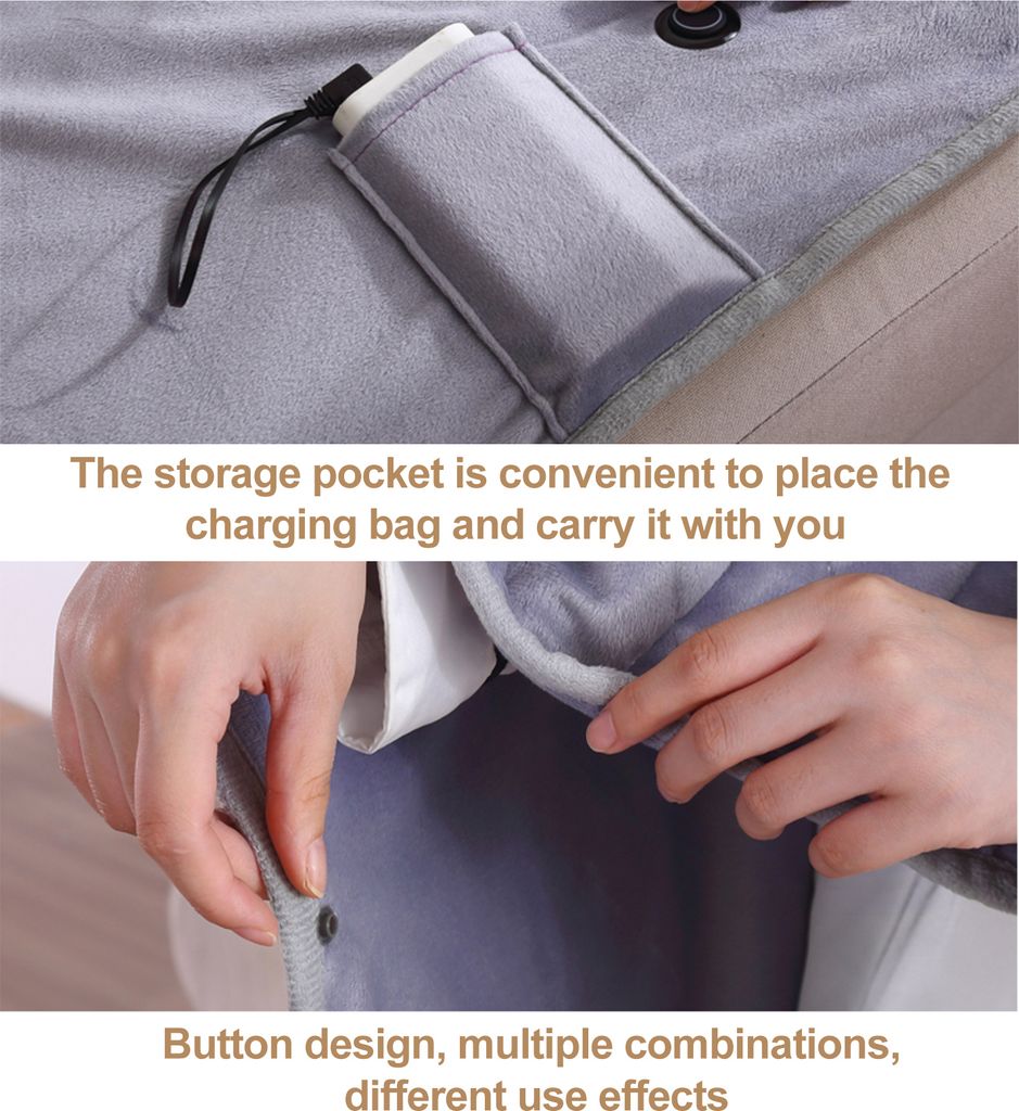 Coperta Elettrica Portatile Con Batteria 10000mAh – Riscalda In 10 Secondi, 3 Livelli Di Calore, 12 Zone, Lavabile E Perfetta Per Casa, Ufficio O Campeggio