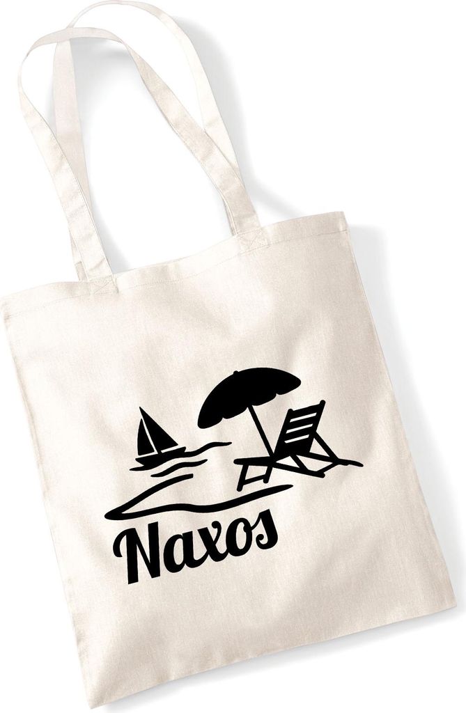Huuraa Jutebeutel Naxos Inselmotiv Griechenland 10 Liter Natural Baumwolle Tasche Geschenkidee