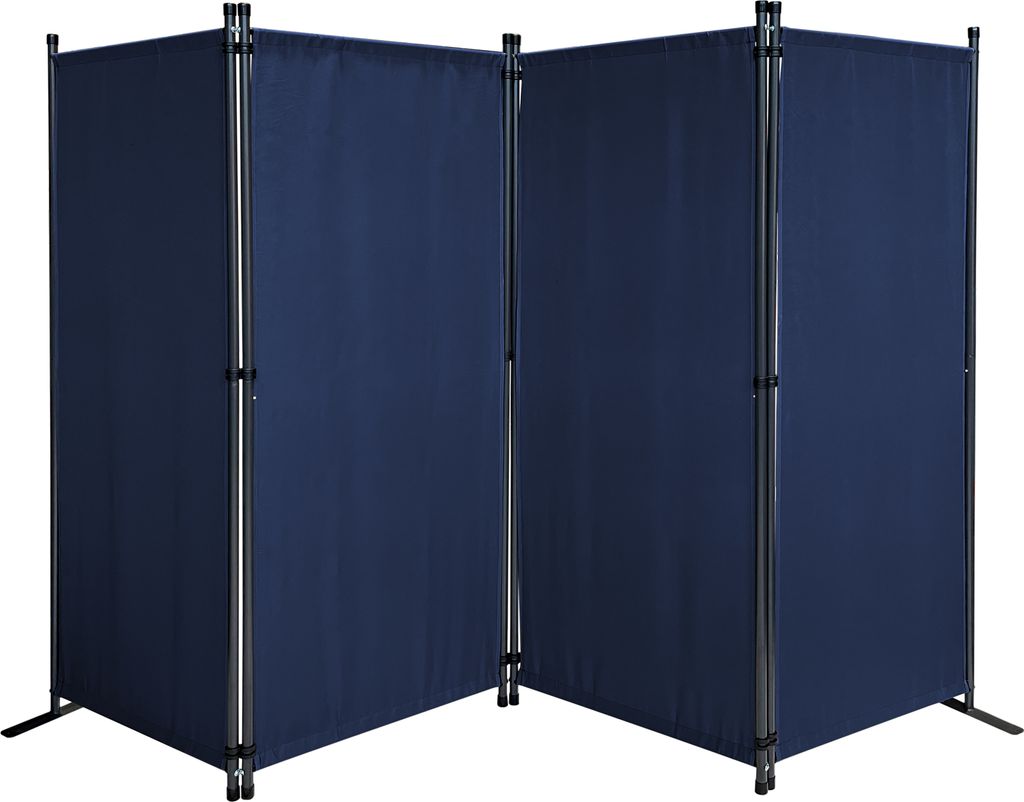 Paravent 4 Teilig 165 x 220 cm Blau - Garten & Balkon Sichtschutz Stellwand Innen & Außen - Raumteiler Trennwand Faltbar Blickdicht & Wetterfest