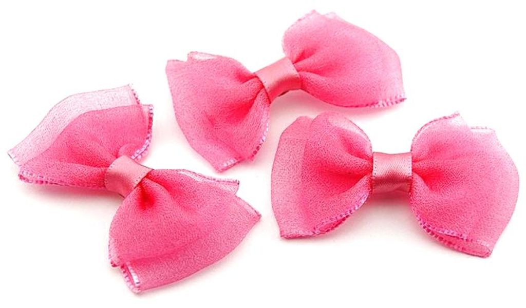 Vintageparts Schleifen Pink Organza 6 cm, 4 Stück Produktbild 