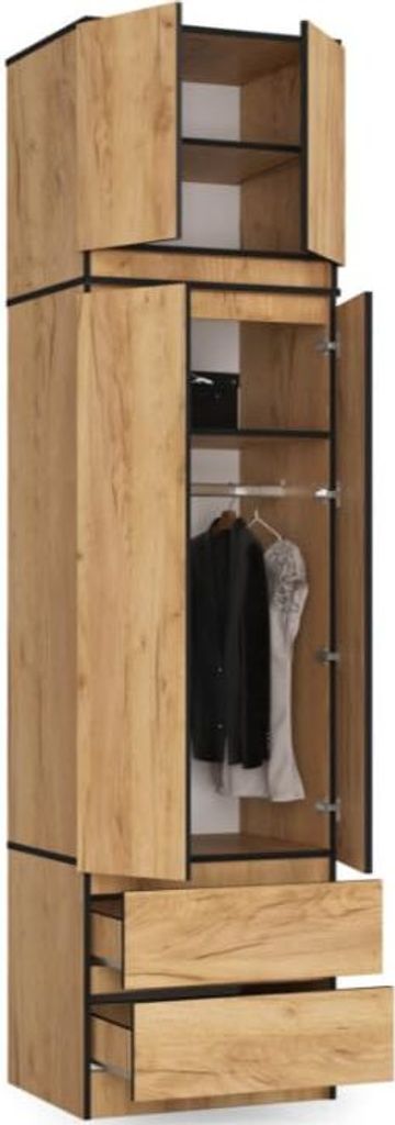 BDW Armoire avec rehausse, 4 portes, chêne craft Image du produit 
