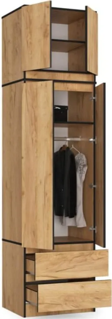 Armoire de rangement chambre avec rehausse 4 portes pour grand dressing