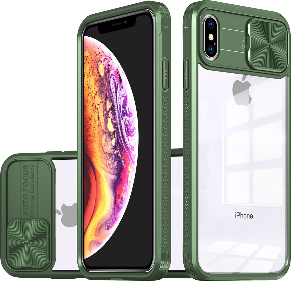 Custodia iPhone XS Max Trasparente con Protezione Fotocamera Verde