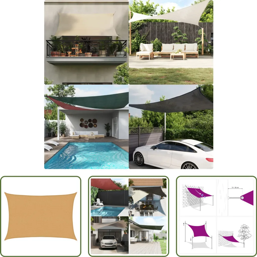 Vela Ombreggiante 2x3m Sabbia HDPE 160g/m² | The Living Store