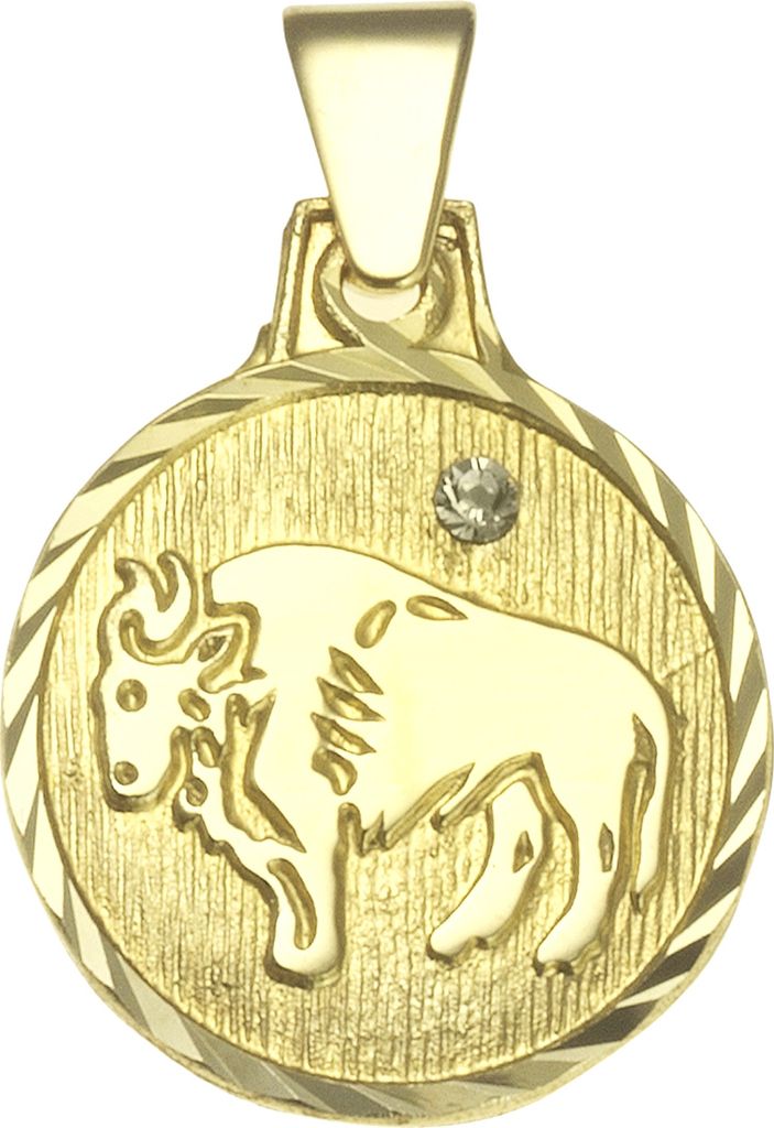 F Anhänger Sternzeichen Stier 333/- Gold 1,7cm gelb Kristall 203340101ST