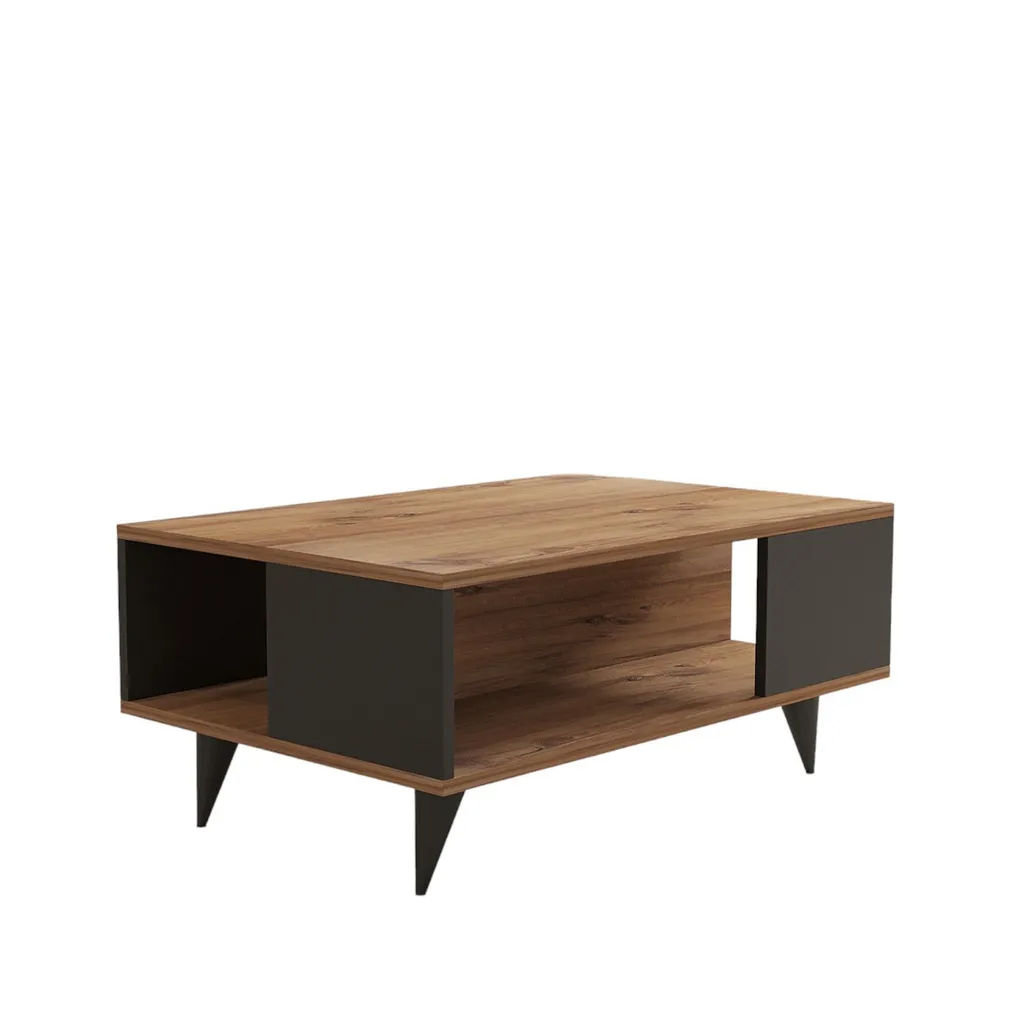 Table basse rectangulaire bicolore Yuka noyer et noir pour votre salon