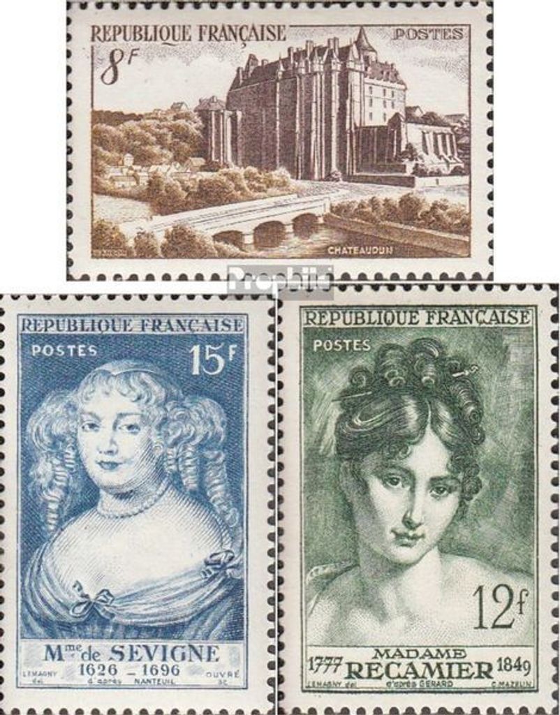 Briefmarken Frankreich 1950 Mi 891,892,893 (kompl.Ausg.) postfrisch Bauwerke