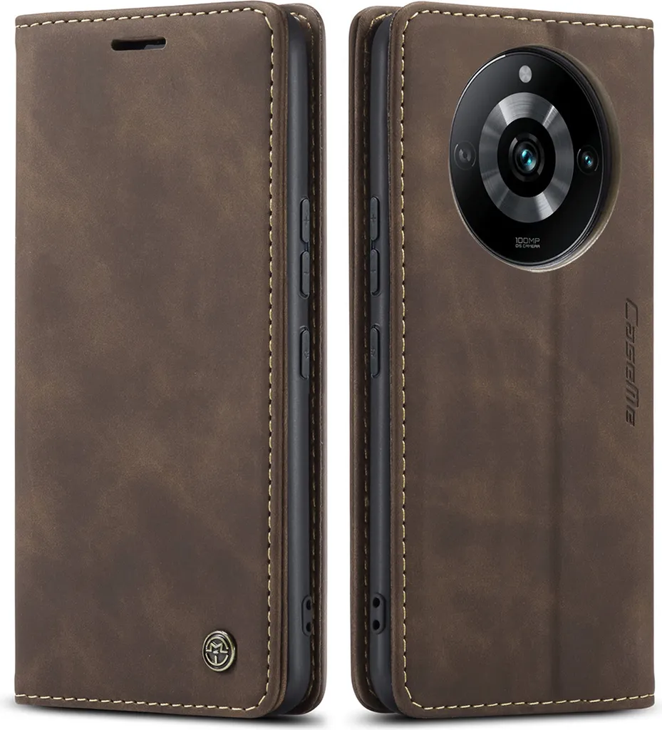 Custodia Realme 11 Pro, retro custodia in Finto cuoio con funzione stand custodia protettiva per Realme 11 Pro/ Realme 11 Pro+ caffè