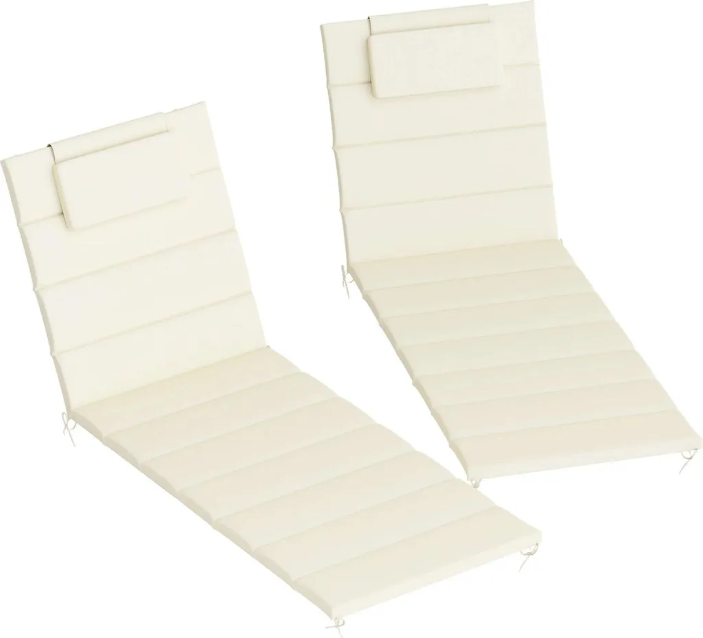 Coussin jardin crème pour transat piscine hydrofuge et anti-UV 50+