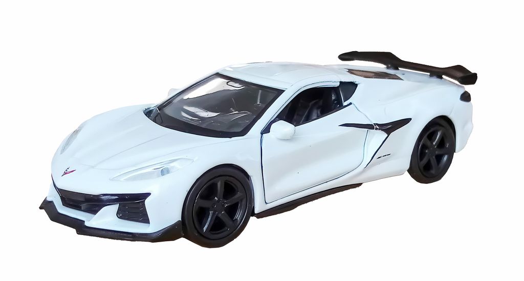 CHEVROLET CORVETTE Z06 2023 Modellauto aus Metall mit Rückzug Modell Auto Spielzeugauto 12 (Weiss)