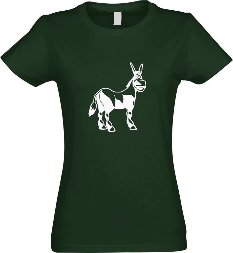 Kiwistar - T-Shirt tailliert - Damen - flaschengrün - Esel - Motiv 1 - tragen - mit Motiv Bedruckt - Funshirt Design - Sport - Freizeit - Damen - L