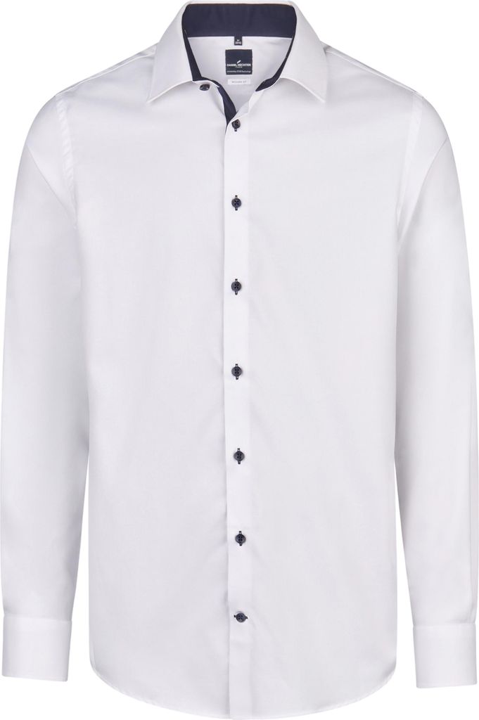 HECHTER Paris ESSENTIALS Herren Hemd Kent Modern-Fit Weiß 49/50