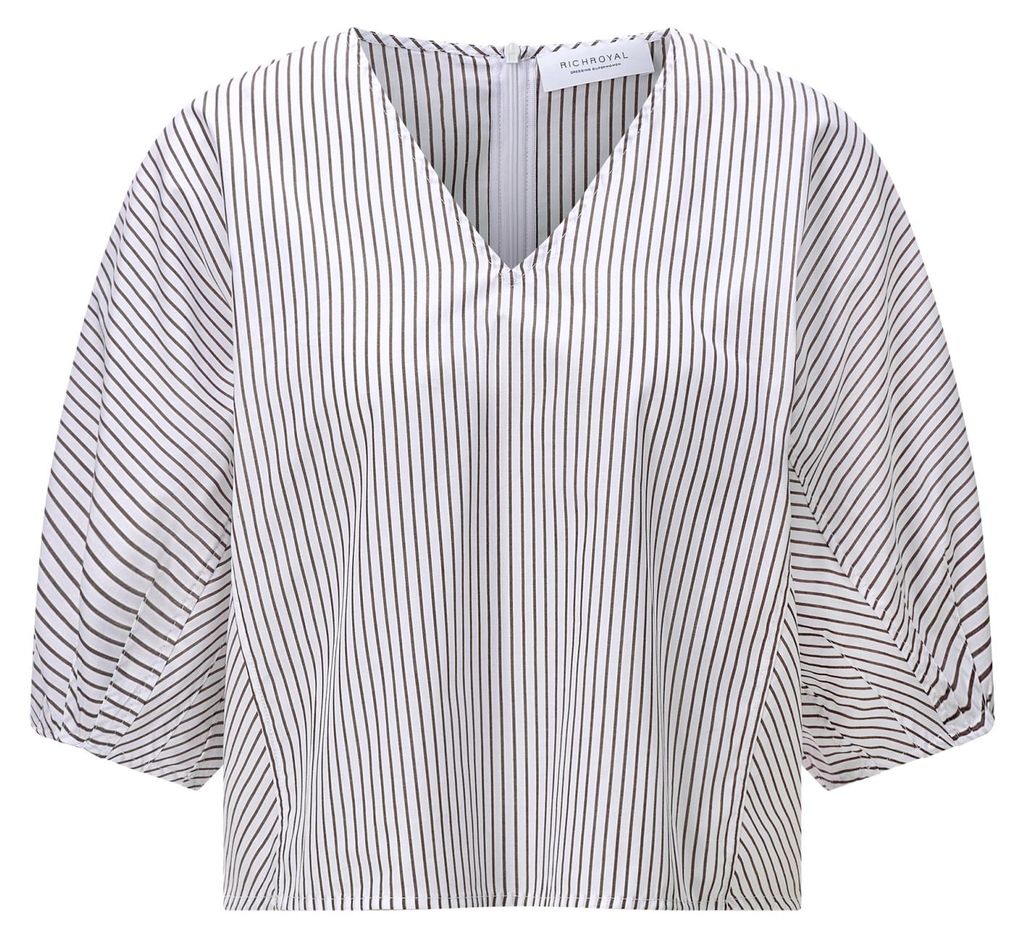Rich & Royal Short sleeve striped blouse coconut bark 42