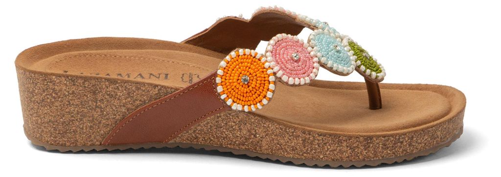 Lazamani Mare Damen Leder-Zehentrenner Multi Größe 40