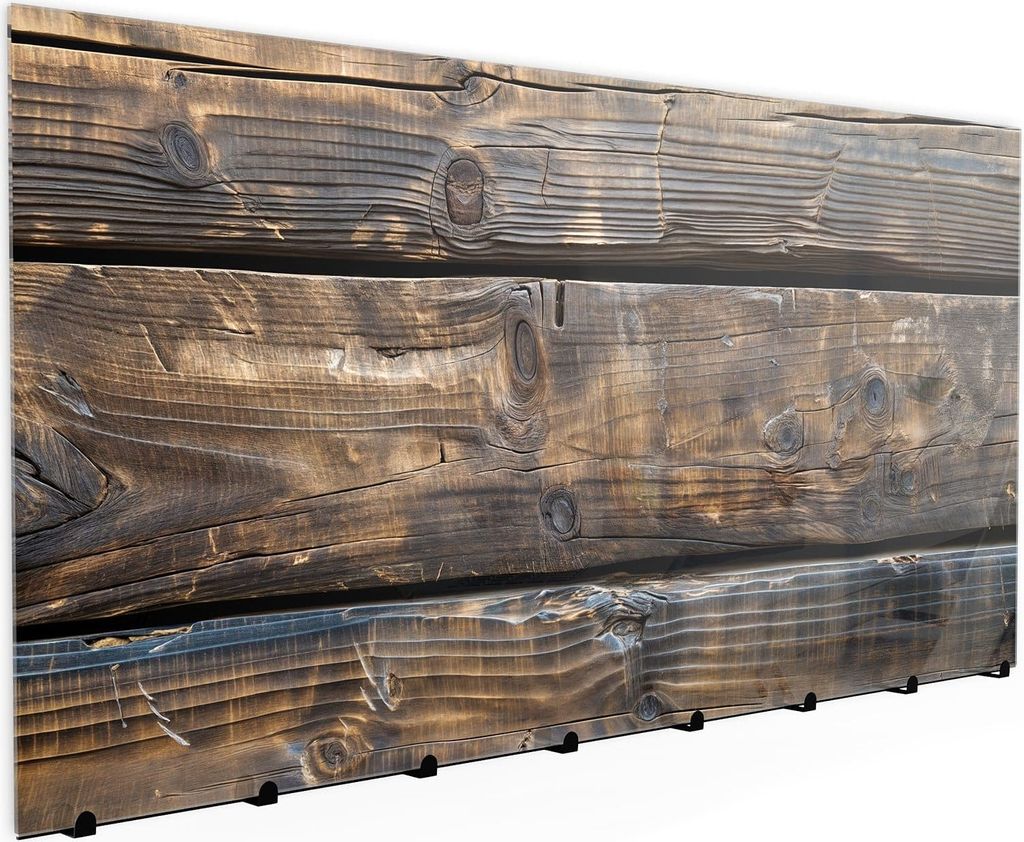 Wandgarderobe mit Magnetwand & Memoboard aus Glas Alte Holzbohlen