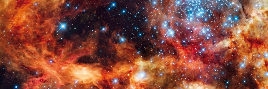 Der Weltraum Kunstdruck Bild - Supersternhaufen R136 Beim Tarantelnebel (30 x 91 cm)