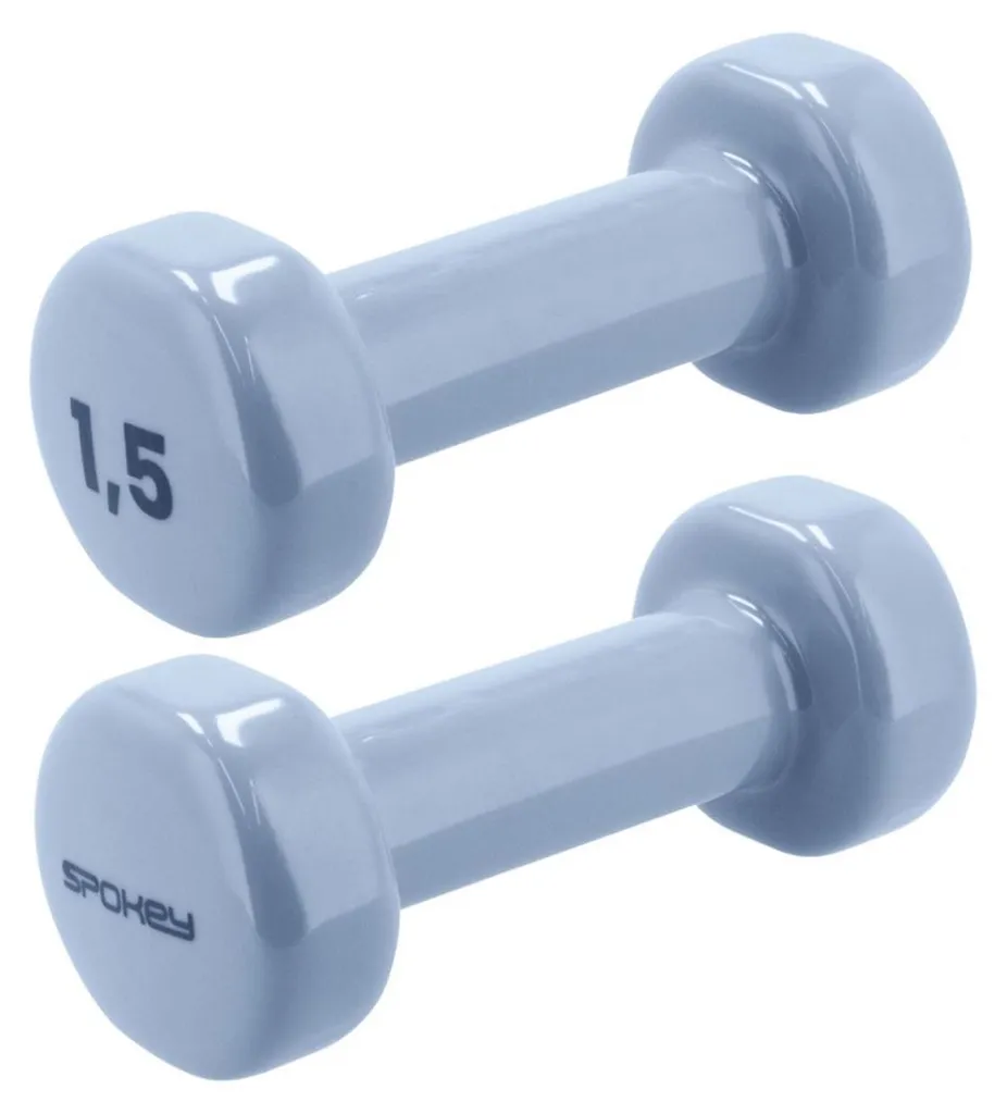 Haltères de Fitness 1,5 kg en Vinyle Bleu pour Gym à Domicile - Spokey